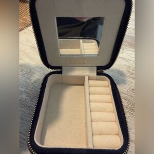 Jewelry Travel Case with Mirror - Black Exterior, Cream Interior